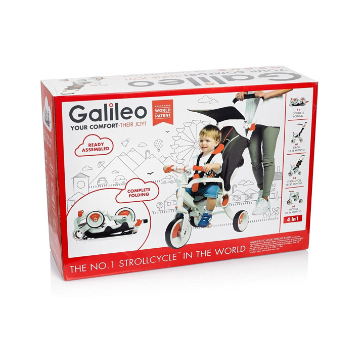TRÓJKOŁOWY ROWEREK GALILEO STROLLCYCLE 4W1 RED