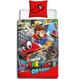 POŚCIEL BAWEŁNIANA DZIECIĘCA 140 X 200 CM NINTENDO SUPER MARIO ODYSSEY NO-173BL