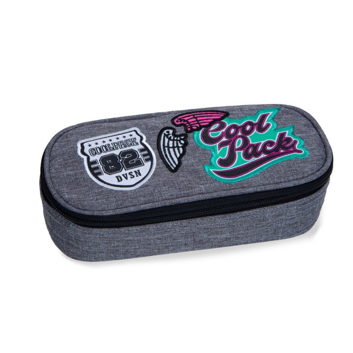 PENCIL CASE COOLPACK CAMPUS GIRLS BADGES GREY (A62058)