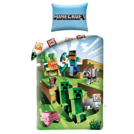 POŚCIEL BAWEŁNIANA DZIECIĘCA 160 X 200 CM MINECRAFT MNC-129BL
