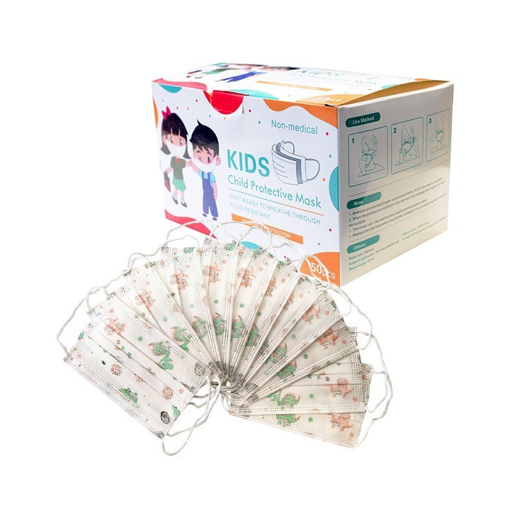 CHILD PROTECTIVE MASK 3PLY EAR LOOP WHITE DOG 50 PCS