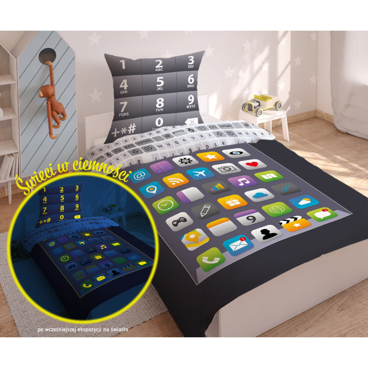 POŚCIEL BAWEŁNIANA FLUORESCENCYJNA 160 X 200 CM SMARTFON