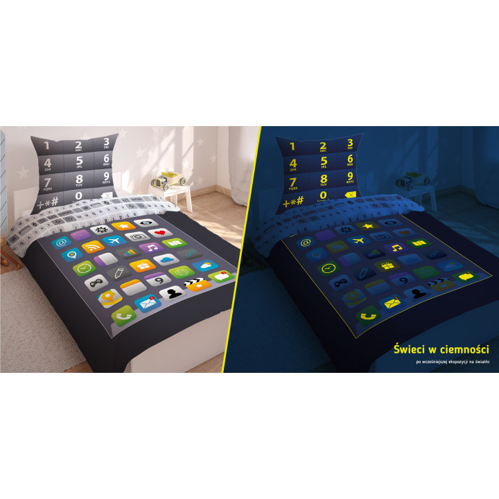 POŚCIEL BAWEŁNIANA FLUORESCENCYJNA 160 X 200 CM SMARTFON