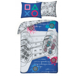 POŚCIEL BAWEŁNIANA DZIECIĘCA 140 X 200 CM PLAYSTATION PSY-001BL