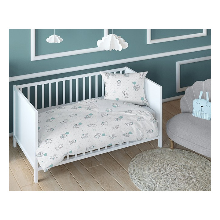POŚCIEL NIEMOWLĘCA BAWEŁNIANA MAYAMOO 100 X 135 CM SŁONIE MILUSIE 2944CD