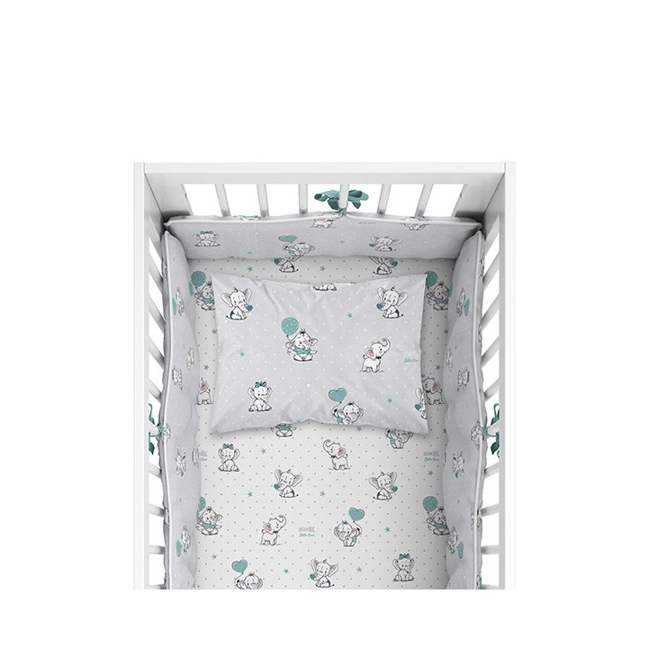 BABY BEDDING SET + BUMPER MAYAMOO 90 X 120 CM ELEPHANT MILUSES 2944CD