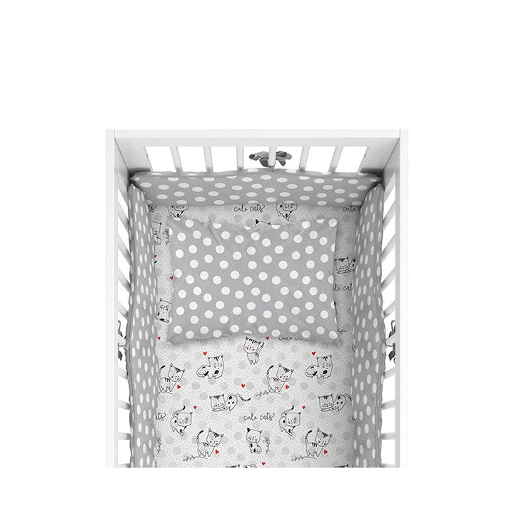 BABY BEDDING SET + BUMPER MAYAMOO 90 X 120 CM KITTENS DOGS 2946CD