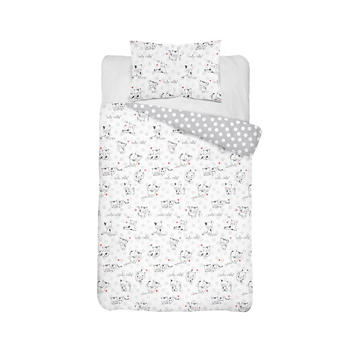 BABY BEDDING SET + BUMPER MAYAMOO 90 X 120 CM KITTENS DOGS 2946CD