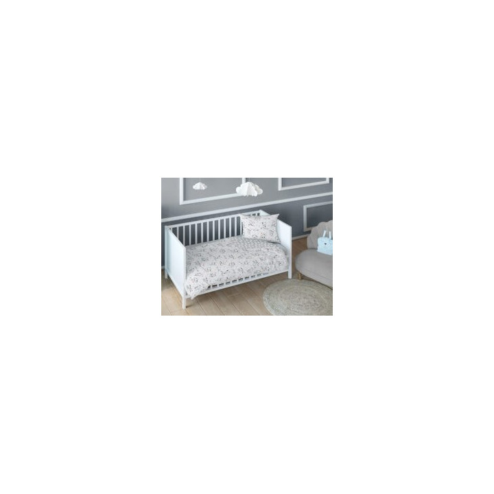 BABY BEDDING SET + BUMPER MAYAMOO 90 X 120 CM KITTENS DOGS 2946CD