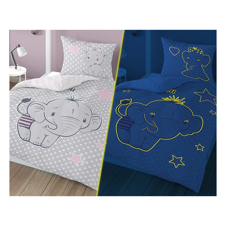 SINGLE DUVET SET 160 X 200 CM FLUO ELEPHANT 3448A