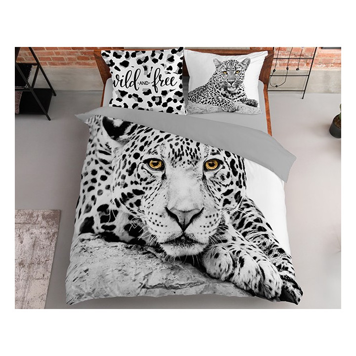 SINGLE DUVET SET 220 X 200 CM HOLLAND COLLECTION NATURE 3513A SNOW LEOPARD