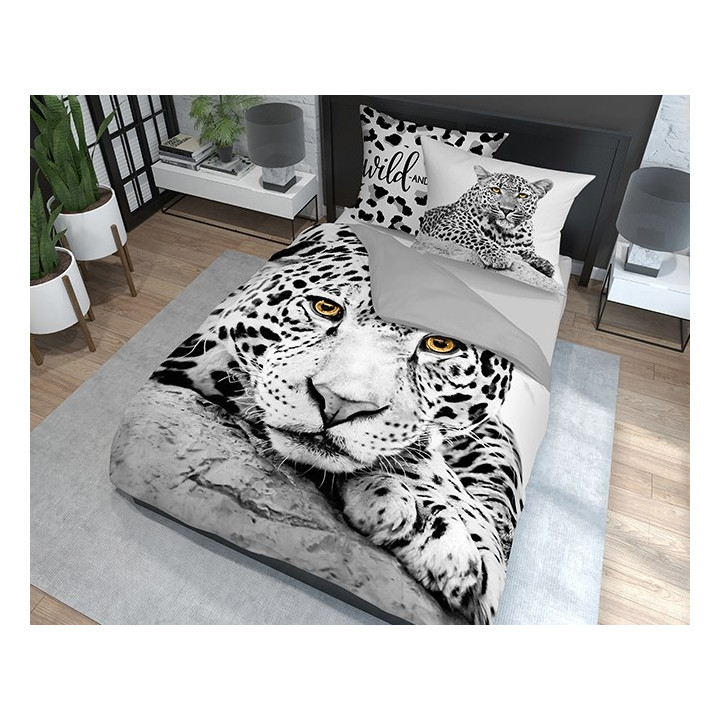 SINGLE DUVET SET 220 X 200 CM HOLLAND COLLECTION NATURE 3513A SNOW LEOPARD