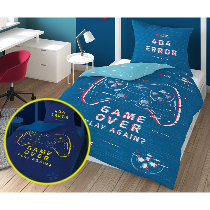 SINGLE DUVET SET 160 X 200 CM FLUO GAME OVER 3523A