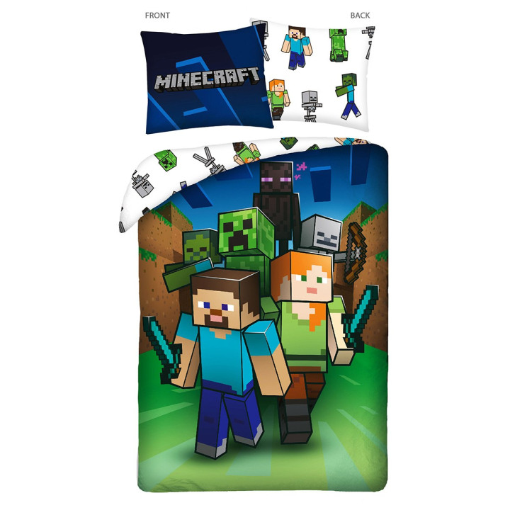 SINGLE DUVET SET 160 X 200 CM MINECRAFT MNC-239BL