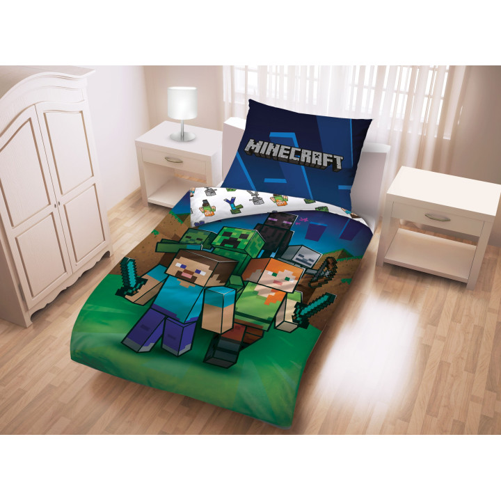SINGLE DUVET SET 160 X 200 CM MINECRAFT MNC-239BL