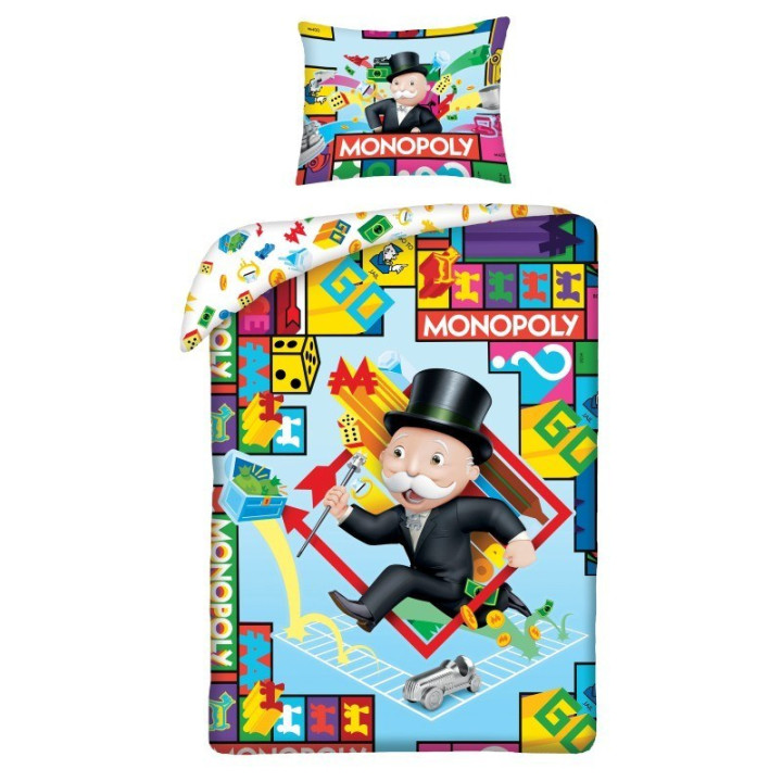 SINGLE DUVET SET 140 X 200 CM MONOPOLY MON-1103BL
