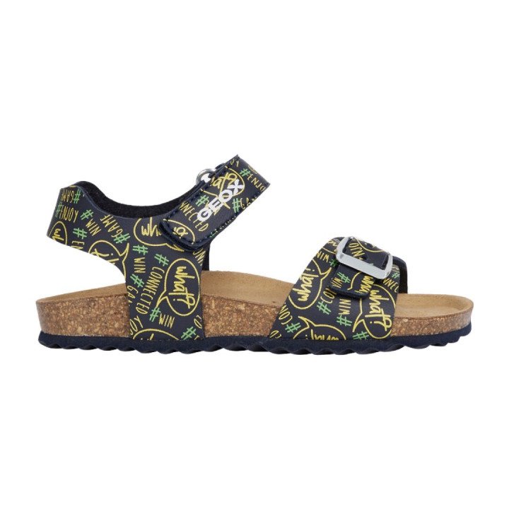 SANDAŁY GEOX GHITA NAVY/FLUO YELLOW
