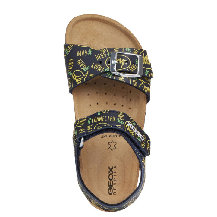 SANDAŁY GEOX GHITA NAVY/FLUO YELLOW