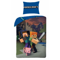 POŚCIEL BAWEŁNIANA DZIECIĘCA 140 X 200 CM MINECRAFT MNC-020BL