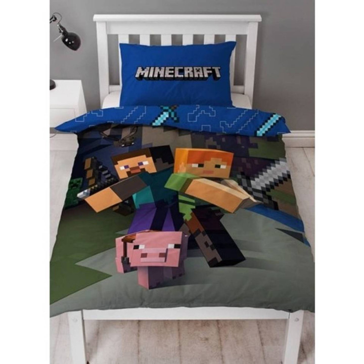 SINGLE DUVET SET 140 X 200 CM MINECRAFT MNC-020BL