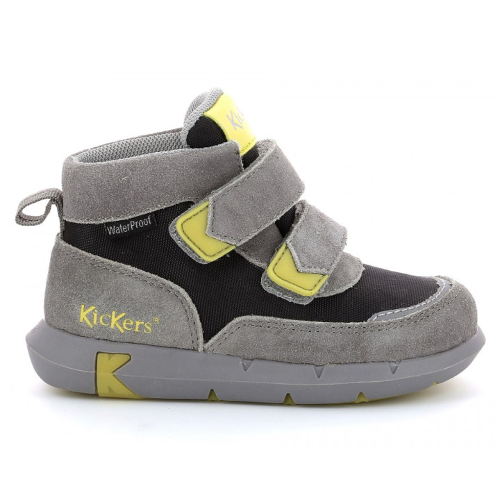 TRZEWIKI PRZEJŚCIOWE KICKERS JUNIBO GRAY GREEN WATERPROOF