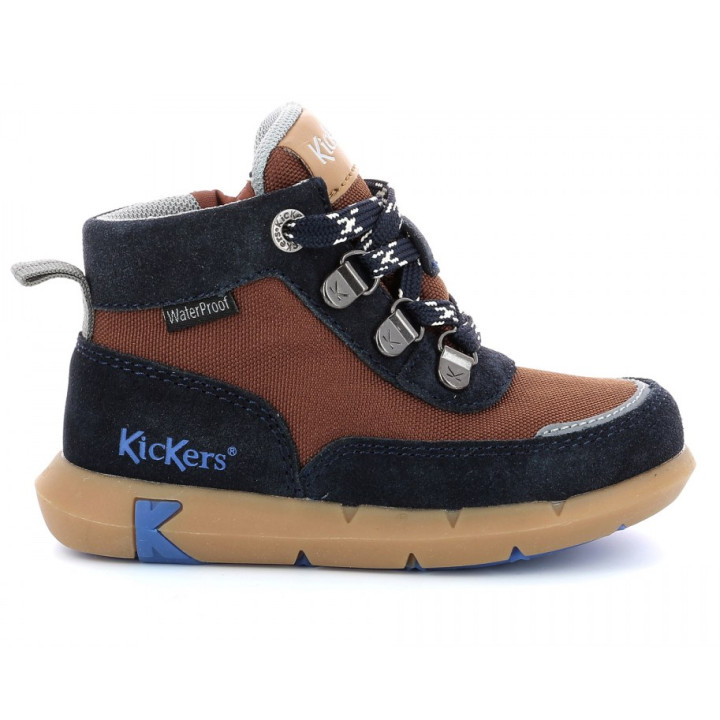 TRZEWIKI PRZEJŚCIOWE KICKERS JUNIBY NAVY BROWN WATERPROOF