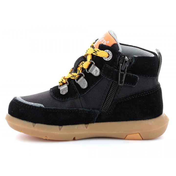 TRZEWIKI PRZEJŚCIOWE KICKERS JUNIBY BLACK ORANGE WATERPROOF
