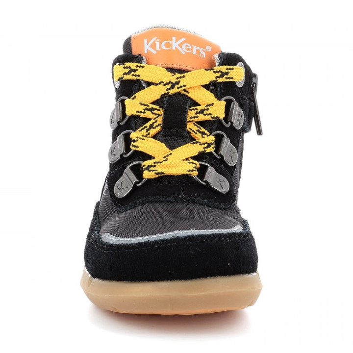 TRZEWIKI PRZEJŚCIOWE KICKERS JUNIBY BLACK ORANGE WATERPROOF
