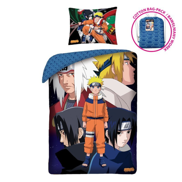 POŚCIEL BAWEŁNIANA DZIECIĘCA 140 X 200 CM NARUTO NA-3260BL