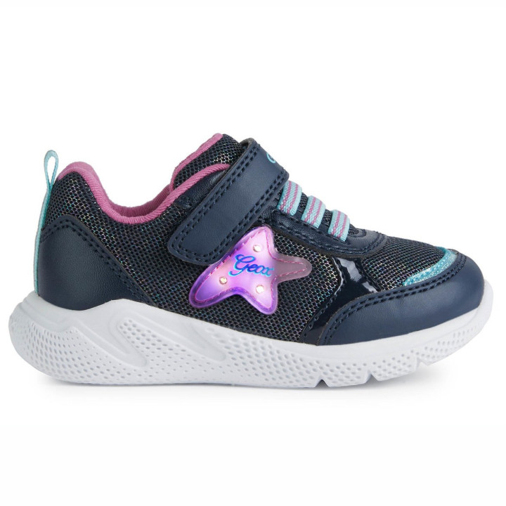 SNEAKERS GEOX SPRINTYE BABY GIRL NAVY/FUCHSIA LED LIGHTS
