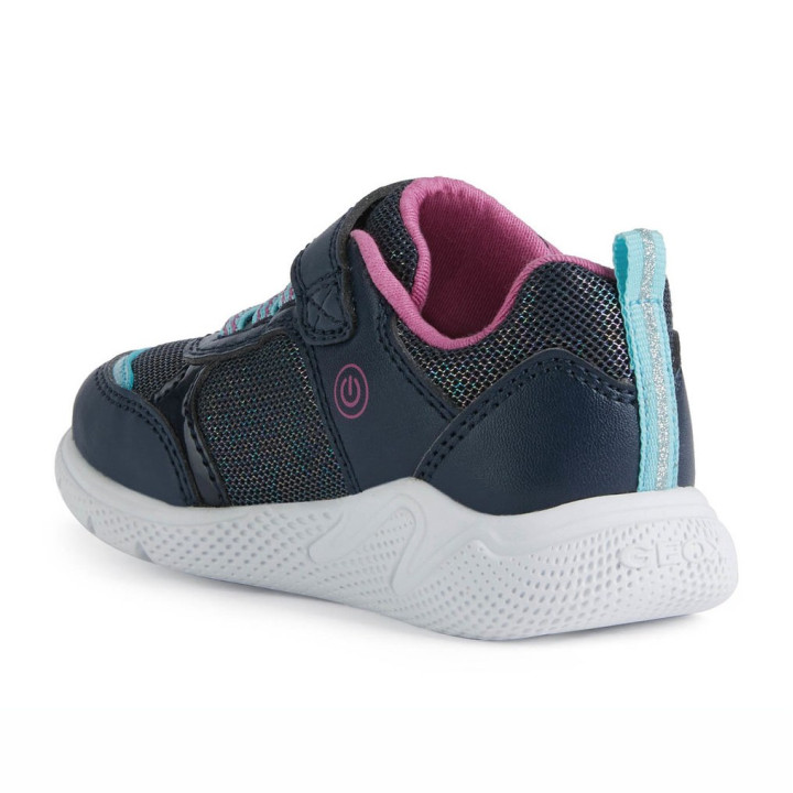 SNEAKERSY GEOX SPRINTYE BABY GIRL NAVY/FUCHSIA LED LIGHTS