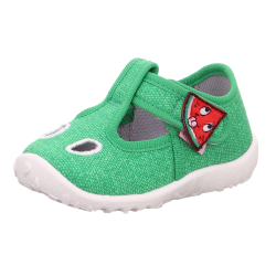 PANTOFLE TEKSTYLNE KAPCIE SUPERFIT SPOTTY GRÜN/WEISS 1-009248-7010
