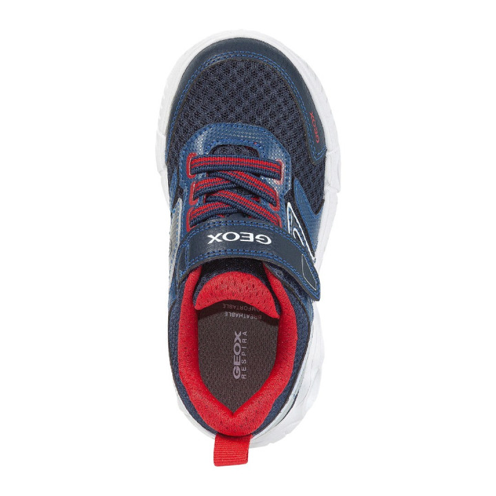 SNEAKERSY GEOX WROOM JUNIOR BOY NAVY/RED LED LIGHTS