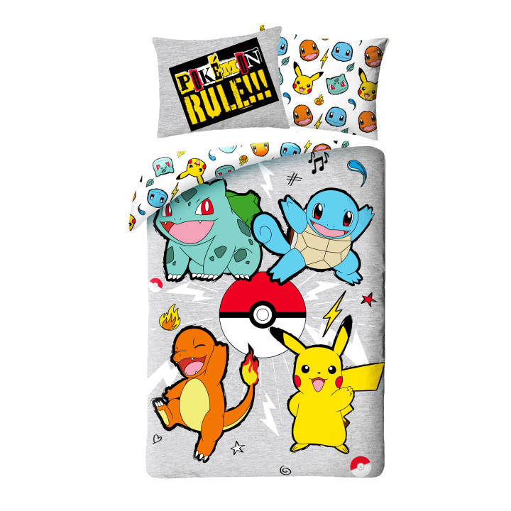 SINGLE DUVET SET 140 X 200 CM POKEMON PIKACHU RULE POK-472BL