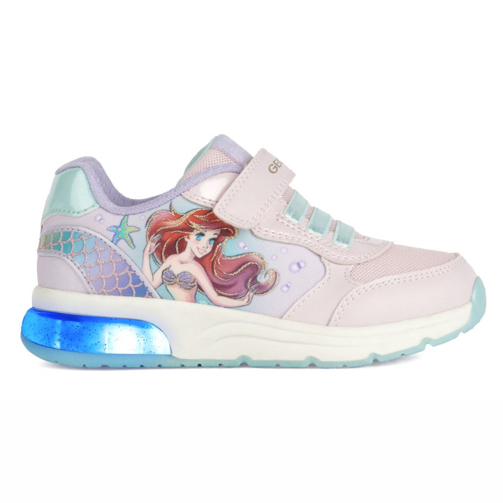SNEAKERS GEOX SPACECLUB DISNEY PRINCESS PINK/WATERSEA LED LIGHTS