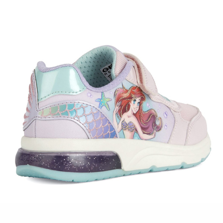 SNEAKERS GEOX SPACECLUB DISNEY PRINCESS PINK/WATERSEA LED LIGHTS