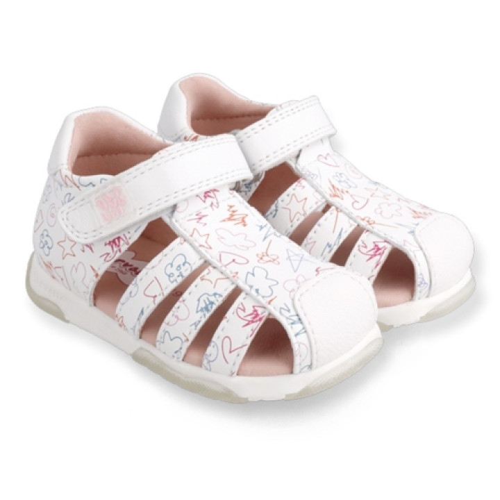 SANDALS GARVALIN FIRST STEPS 222312-A BLANCO Y MULTICOLOR