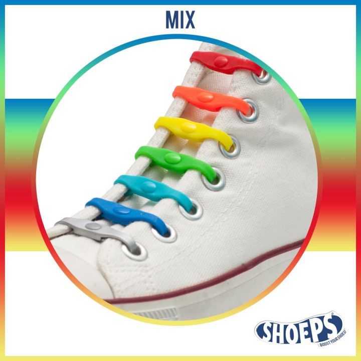 SHOEPS ELASTIC LACES MIX COLOURS 14 PIECES
