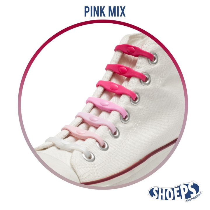 SHOEPS ELASTIC LACES MIX PINK 14 PIECES