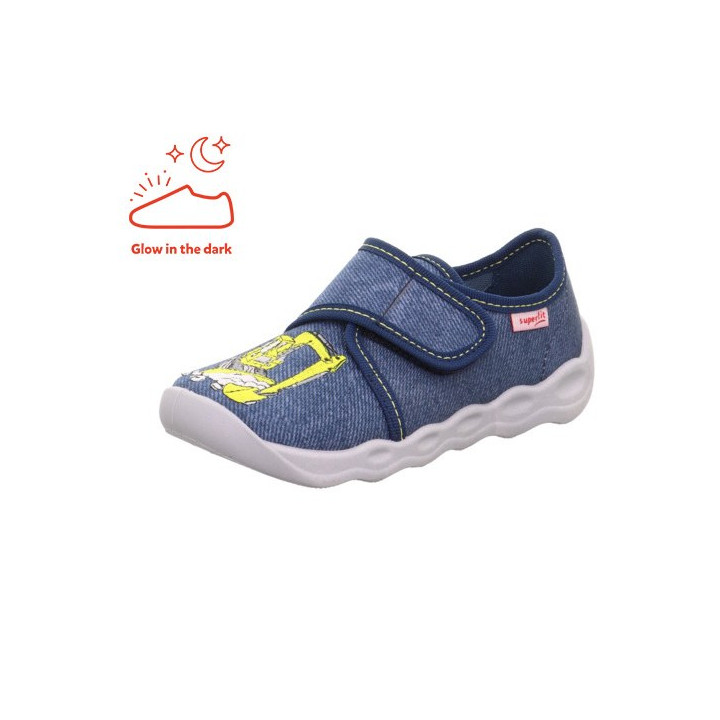 PANTOFLE TEKSTYLNE KAPCIE SUPERFIT BUBBLE BLAU 1-006274-8010