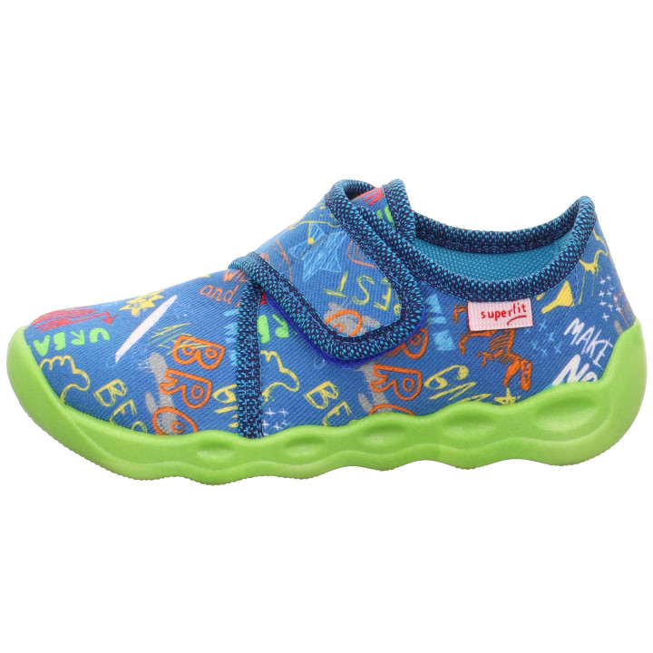 PANTOFLE TEKSTYLNE KAPCIE SUPERFIT BUBBLE BLAU 1-006273-8000