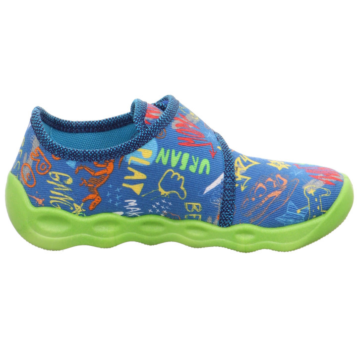 PANTOFLE TEKSTYLNE KAPCIE SUPERFIT BUBBLE BLAU 1-006273-8000