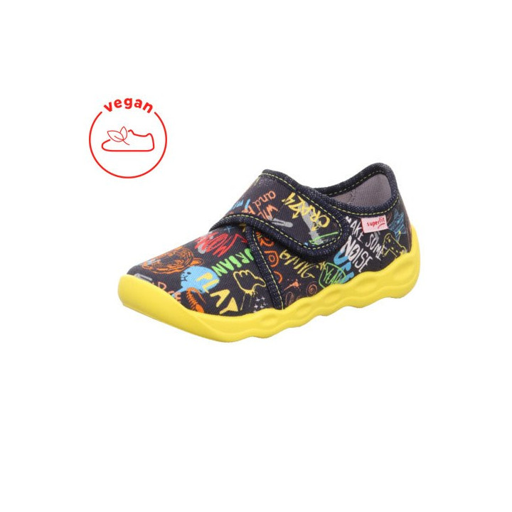 PANTOFLE TEKSTYLNE KAPCIE SUPERFIT BUBBLE DUNKELBLAU 1-006273-8010