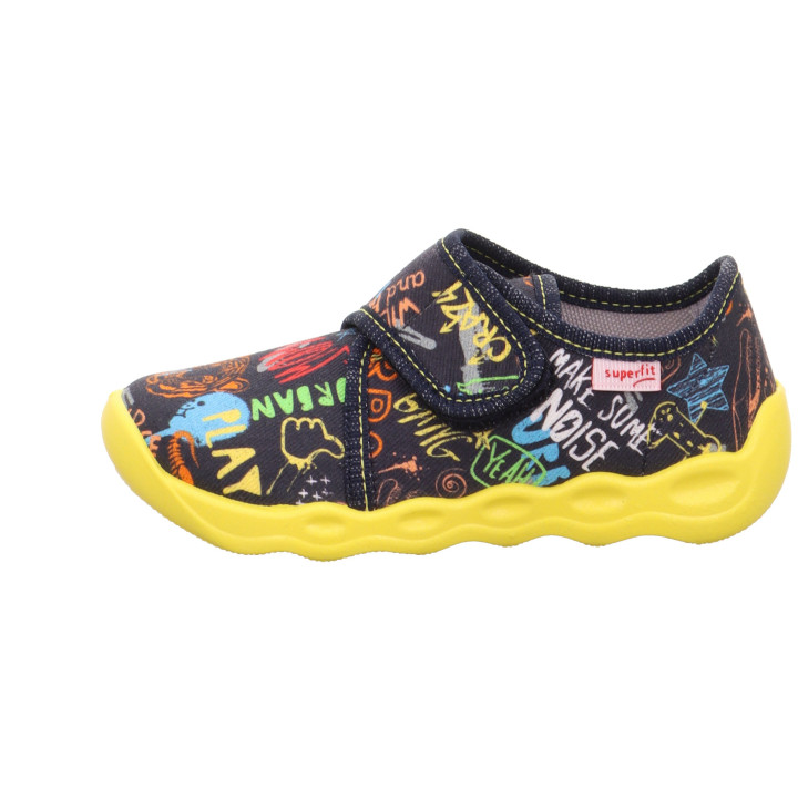 PANTOFLE TEKSTYLNE KAPCIE SUPERFIT BUBBLE DUNKELBLAU 1-006273-8010