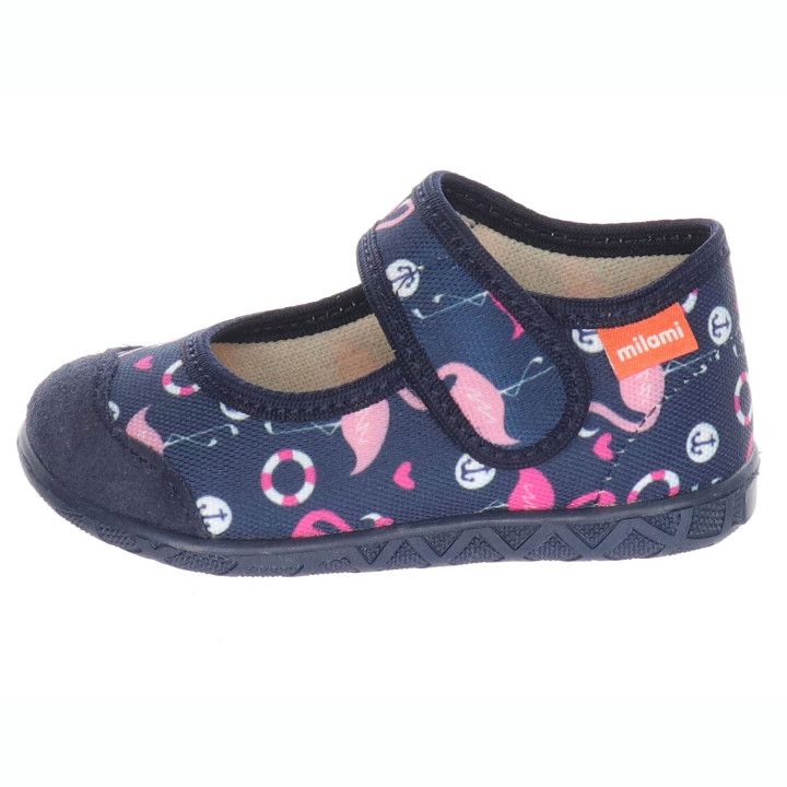 PANTOFLE KAPCIE MILAMI OPEN NAVY BLUE FLAMINGOS