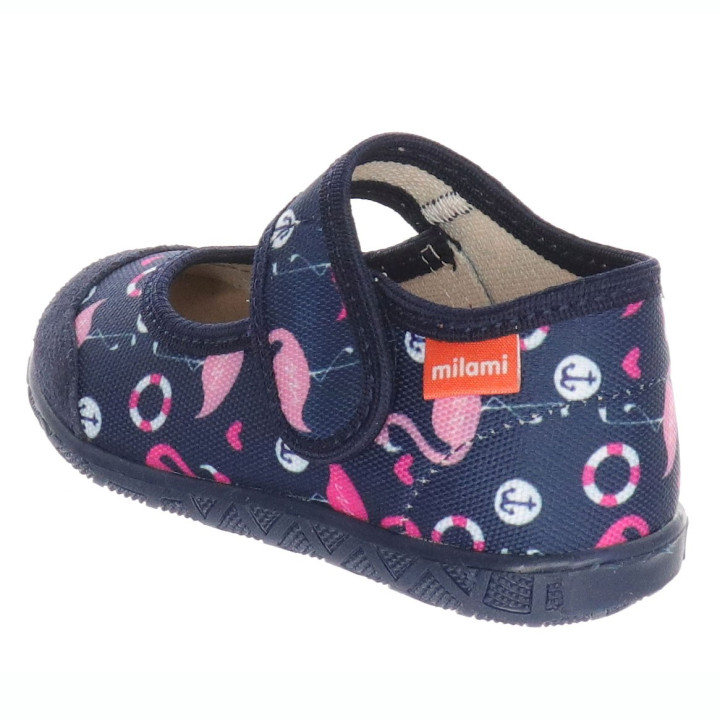 SLIPPERS MILAMI OPEN NAVY BLUE FLAMINGOS