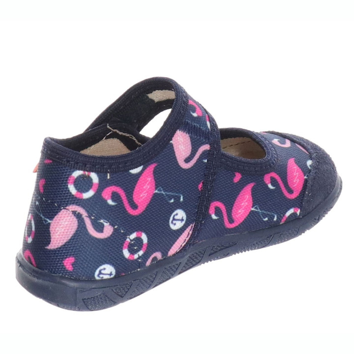 PANTOFLE KAPCIE MILAMI OPEN NAVY BLUE FLAMINGOS