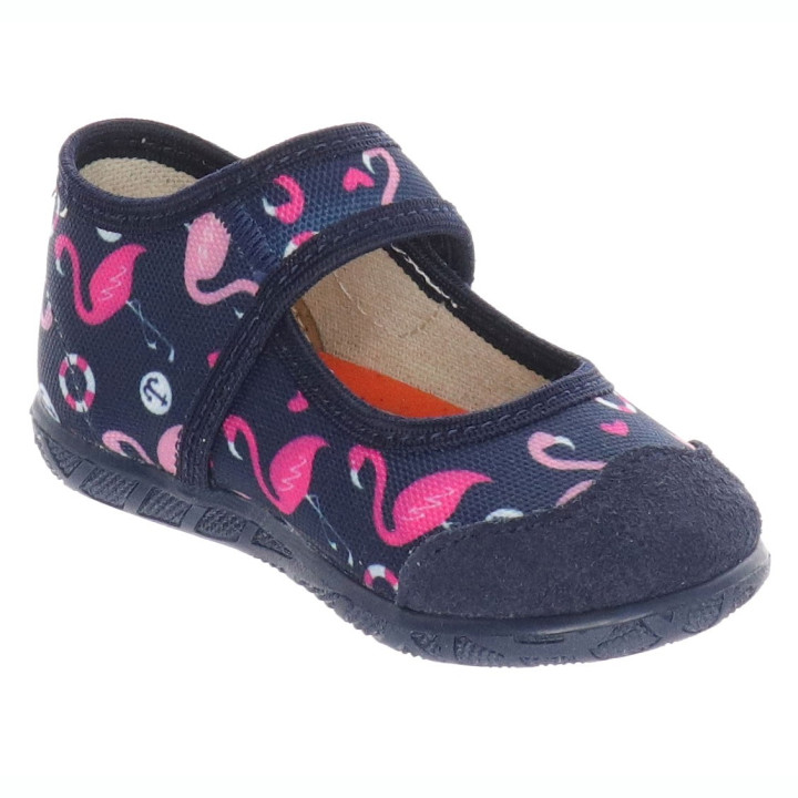 PANTOFLE KAPCIE MILAMI OPEN NAVY BLUE FLAMINGOS