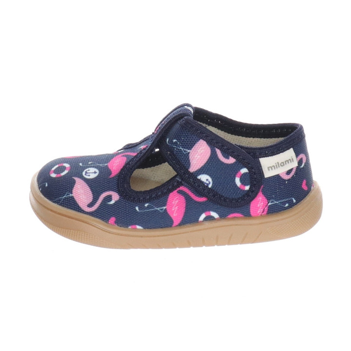 PANTOFLE KAPCIE BAREFOOT MILAMI TREND NAVY BLUE FLAMINGOS