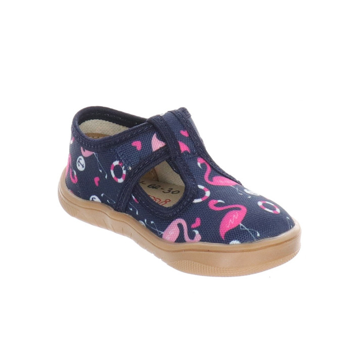 PANTOFLE KAPCIE BAREFOOT MILAMI TREND NAVY BLUE FLAMINGOS